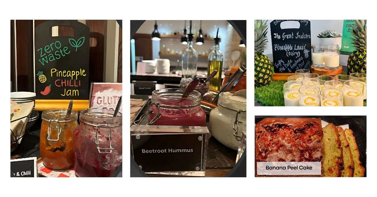 Zero-waste menus: pineapple peels turned into jam, and a slice of banana peel matcha loaf by Sheraton Heathrow