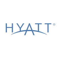 Hyatt logo in blue text on a black background.